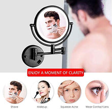 WZDD Specchio per Trucco da Parete, Specchio Ingranditore 10X con Luce LED, Specchio Cosmetico Illuminato Nero, Specchio da Bagno Rotondo