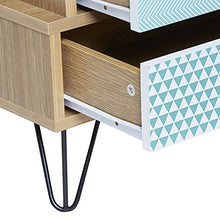VS Venta-stock Comodino Buda con 4 cassetti, Colore Quercia, Gambe Metalliche in Nero
