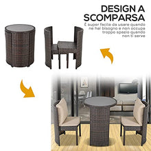 Outsunny Set Tavolino e Sedie da Giardino o da Esterno in Rattan, Set 3 Pz, Marrone e Beige