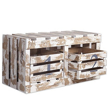 Indhouse - Panca da giardino in legno vintage con 2 cassetti