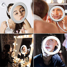 Lshbwsoif - Specchio da trucco a LED, con ingrandimento 10x, regolabile, girevole a 360°, per bagno e camera da letto
