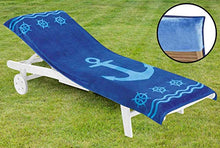 Delindo Lifestyle® Coperture per lettini da sole ANCORA BLU XXL, coperture per lettini da giardino, 83x200 cm, fatto di cotone egiziano di alta qualità