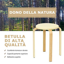 COSTWAY Set di 4 Sgabelli Impilabi, Sedia Rotonda per Cucina Bar, Legno