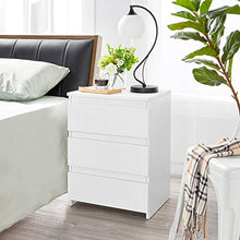 Yaheetech Set da 2 Comodini Camera da Letto Moderni Comodino Bianco Mobiletto con 3 Cassetti Tavolini Cassettiera Tavolino Laterale in Legno MDF per Soggiorno Salotto 45 x 35 x 60,5 cm