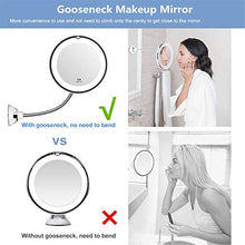 LOVEHOUGE Specchio per Trucco Illuminato A LED Flessibile A Collo di Cigno,Specchio Cosmetico Ingranditore 10X con Ventosa,Girevole A 360 Gradi,A Batteria