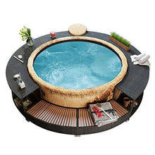 vidaXL Bordo Vasca Spa Poli Rattan Tondo Nero Piscina Idromassaggio Giardino