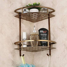 GYCS Mensola per Bagno Mensole per Bagno a 2 Livelli Materiale in Ottone Antico con Gancio per Accappatoio Cesto portaoggetti per Bagno Montato a Parete