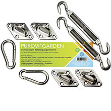 Purovi® Kit di Fissaggio e Installazione per Tenda a Vela Parasole | 4 Piastre di Ancoraggio da Parete | 2 tenditori e 2 moschettoni | Acciaio zincato Inox Resistente