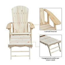 Outsunny Sedia a Sdraio Adirondack da Giardino Pieghevole Regolabile con Poggiapiedi 70 x 175 x 98cm