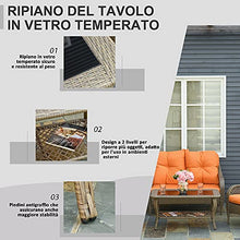 Outsunny Set Mobili da Giardino in Rattan PE con 2 Poltrone Divano a 2 Posti e Tavolo e Cuscini, Colore Khaki e Arancione