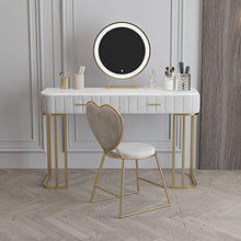 ZRN Tavolo da Trucco Toeletta Bianca con Specchio Illuminato, mobili per Camera da Letto, Vanity, scrivania in Marmo con 2 cassetti e Sgabello Imbottito