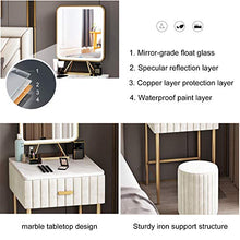 ZRN Mini Tavolo da toeletta per Camera da Letto con cassetti Sgabello con Specchio cosmetico a LED