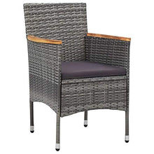 SKM Set Mobili da Pranzo da Giardino 3 pz Grigio Polyrattan Acacia (17.5kg) Grigio-8317