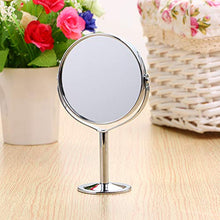 Distinct Specchi da Trucco Portatili Mini Argento Doppio Lato con 1:2 ingrandimento Funzione 360 Gradi Rotazione scrivania Strumenti Cosmetici (Rotondo)