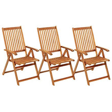 vidaXL Sedie da Giardino Pieghevoli 3 pz con Cuscini Acacia Massello