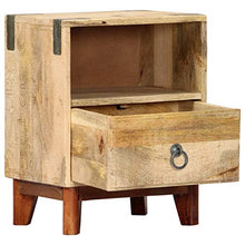 mewmewcat Comodino in Legno Massello di Mango Grezzo 40x30x52 cm