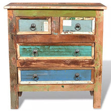 Tidyard Armadietto cassettiera in Legno di Recupero con 4 Cassetti