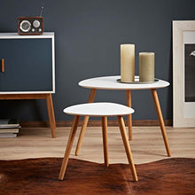 LOMOS set di tavolini da salotto Finja, colore bianco, costituito da due tavolini in legno