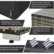 Set Salotto da Giardino Divano 3 Posti Pouf e Tavolino in Rattan Grigio
