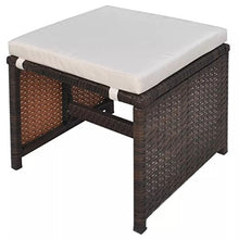 Festnight Set da Pranzo da Giardino con Cuscini, Tavolo Sedie da Giardino, Set Mobili da Giardino in Polyrattan Marrone 11 pz