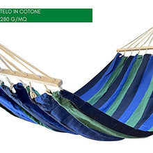 ZIK Amaca Doppia da Giardino per Esterno, Larga e Leggera, in Cotone con Borsa, Barre in Legno - Multicolor 150x200