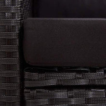 SKM Divano da Giardino 2 Posti con Cuscini Nero 124 cm Polyrattan