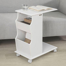 SoBuy Tavolino da Divano Moderno,con Ruote e Porta Libri,riviste,Cellulare e iPad, Bianco,FBT67-W - Arredi Casa