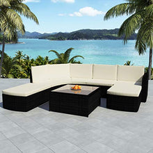 SKM Set Divani da Giardino 5 pz con Cuscini in Polyrattan Nero (71.25kg)