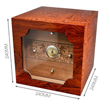 DZSF Tre Livelli Cedar Cigar Humidor, Composizione Verticale Finestra Visibile Cigar Humidor con Il Sigaro Umidificatore E Igrometro