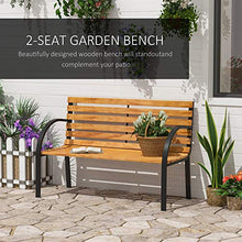 Panca da Giardino 2 Posti 122x60x80 cm in Legno e Acciaio Nero