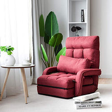 COSTWAY Poltrona Divano, Sedia da Terra con Braccioli e Cuscino, 5 Livelli Regolabili, Multifunzione e Pieghevole, 70 x 56 x 54 cm, Bianco/Rosso/Blu (Rosso)