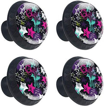 Motivo a stelle bianco blu rosato di Ink Art Pomelli per Porta Set di 4 Pomelli per Mobili Manopole per Cassetti Cucina Armadio Vetro