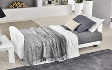 Divano 3 posti bianco e grigio in similpelle e tessuto - 220 x 88 x 83h cm, vano contenitore, trasformabile in letto una piazza e mezza - Arredi Casa