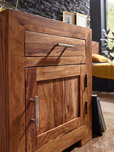 FineBuy Comodino Letto Legno Massello Sheesham 50x60x40cm Stile Moderno | Consolle Notturna con cassetto e Porta | Comodino da Notte