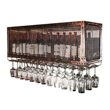 ZYLZL Wine Rack,Wall-Mounted,Bar, Restaurant, Wine Bottle Rack,Ceiling Hanging S Bronze Vintage Style Bar Rack Goblet Stemware Racks Grid Storage Holder,100×35×45Cm