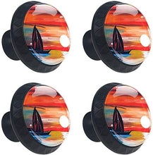 Sunset Painting Pomelli per Porta Set di 4 Pomelli per Mobili Manopole per Cassetti Cucina Armadio Vetro