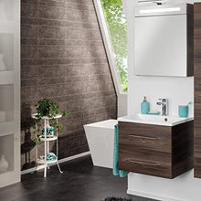 FACKELMANN B.Clever - Set di mobili da bagno, 2 pezzi, 60 cm, con lavabo in marmo e armadietto a specchio a LED