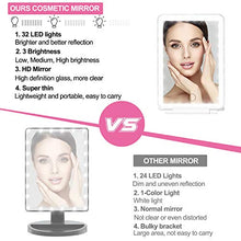 DeWEISN Specchi per Trucco con Luci a 32 LEDs, Portatile Specchio Cosmetico con Supporto e Dimmerabile Illuminato Specchio da Viaggio Pieghevole Compatto per Rasatura, Campeggio e Trucco, Ricarica USB