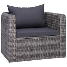 SKM Set Divani da Giardino 7 pz con Cuscini in Polyrattan Grigio (88.1kg)