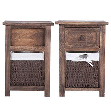 DFGH Comodino, 2pcs / Set Casisdale in Legno Naturale con Cassetti E Cestino (Marrone)