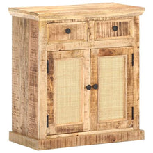 vidaXL Credenza 65x32x70 cm Legno Massello di Mango e Canna Naturale