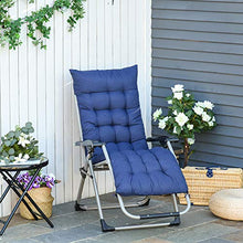 Outsunny Sedia Sdraio Pieghevole da Giardino, Poltrona da Esterno con Schienale Reclinabile, Blu