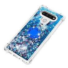 Custodia LG Stylo 6 Squillo della Base del Telefono TPU Brillantini Diamond Liquido Telefono Bumper Case （Amore Blu）