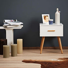 LOMOS Comodino Levi in Legno di Colore Bianco con Un cassetto