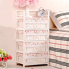 Comodini Comodino in Paglia da Giardino Moderno con cassetto Laterale in Rattan Comodini Letto