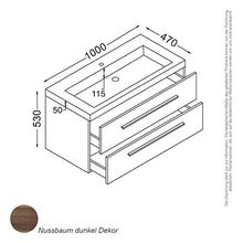 KZOAO Madrid - Set lavabo 100 cm, colore: Noce