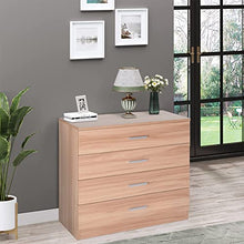 HOMCOM Cassettiera Salvaspazio in Legno, Comò con 4 Cassetti per Camera da Letto, Rovere, 72x33.5x67cm