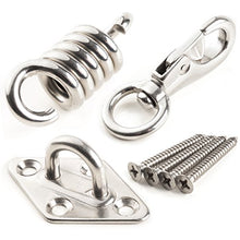 Ultra Forte Kit per Appendere Sedia Amaca 300 kg di Capienza, Ganci Resistenti per Amaca, la Molla in Acciaio Inossidabile per L'amaca, Gancio Girevole, Amaca al Soffitto + 4 Viti e un Appendiabiti