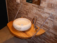 NT Tino Kittner - Lavabo rustico in legno con pietra naturale, con set di montaggio