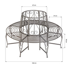 TecTake Panchina Circolare per di Albero Metallo (164 x 164 x 89 cm) - Antracite -